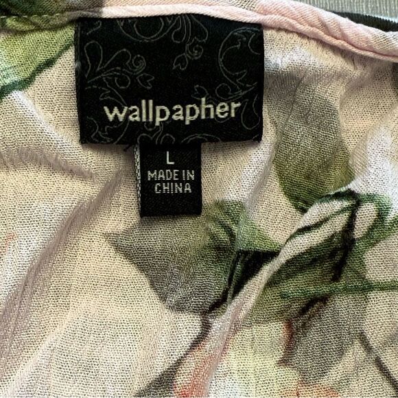 Wallpapher Nordstrom Black & White Stripe Floral-Print Contrast Tank Top Large - Picture 5 of 7